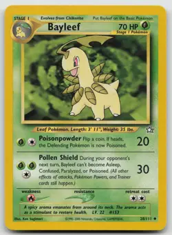 Bayleef 28/111 Uncommon Neo Genesis Pokemon Unlimited Lightly Played - Image 1