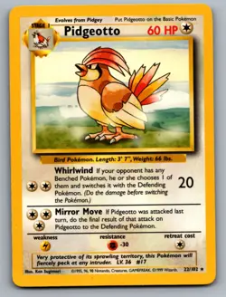 Pokemon Pidgeotto 22/102 Rare Base Set Unlimited LP - Image 1