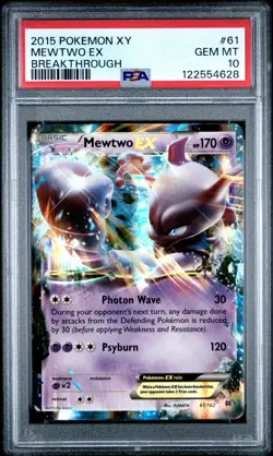 2015 POKEMON XY BREAKTHROUGH #61 MEWTWO EX PSA 10 - Image 1