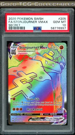 PSA 10 ⭐ Pokemon Stonjourner 205 Sword & Shield Rainbow Full Art Graded Card - Image 1