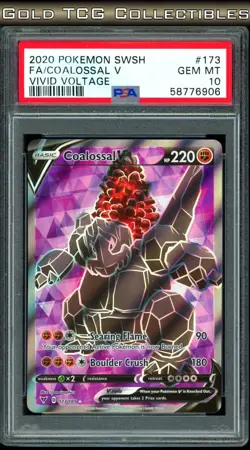 PSA 10 ⭐ Pokemon Coalossal V 173 Vivid Voltage Full Art Graded Card - Image 1
