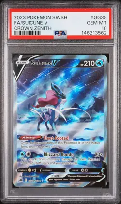2023 POKEMON SWORD & SHIELD CROWN ZENITH #GG38 FULL ART/SUICUNE V PSA 10 - Image 1