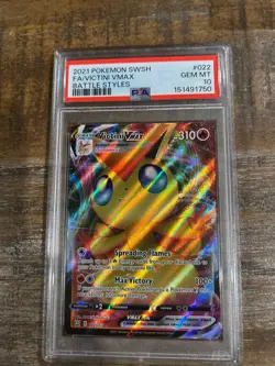 POKEMON 2021 SWSH Battle Styles Full Art VICTINI Vmax #022 PSA 10 Gem Mint RARE - Image 1