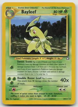 Bayleef 29/111 Uncommon Neo Genesis Pokemon Unlimited Lightly Played - Image 1