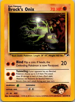 Brock's Onix 21/132 Rare Gym Heroes Pokemon Unlimited Near Mint - Image 1