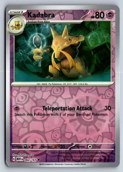 KADABRA 064/165 UNCOMMON 151 POKEMON REVERSE HOLO NM - Image 1