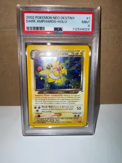 DARK AMPHAROS 1/105 2002 Neo Destiny Unlimited HOLO Pokemon Card PSA 9 MINT - Image 1