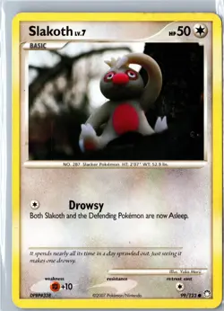 Pokemon Card - Slakoth Mysterious Treasures 99/123 2007 Common Heavily Played - Image 1