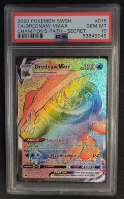 PSA 10 Drednaw VMAX 075/073 Secret Rare Champion's Path Pokemon Graded Card - Image 1