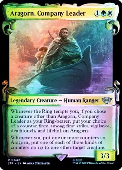 MTG ARAGORN, COMPANY LEADER SHOWCASE SCROLL FOIL The Lord of the Rings NM - Image 1