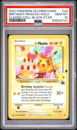2021 POKEMON CELEBRATIONS CLASSIC COLLECTION #24 BIRTHDAY PIKACHU-HOLO PSA 10 - Image 1