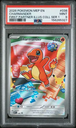 2026 POKEMON MEP FIRST PARTNER ILLUSTRATION COLLECTION #038 CHARMANDER PSA 9 - Image 1
