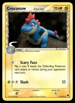 Yuka Morii Croconaw (Delta Species) 27/101 Dragon Frontiers MP Pokemon TCG - Image 1
