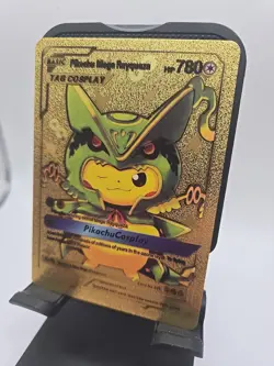 Pokemon Gold Foil Fan Art Card PIKACHU COSPLAY Mega Rayquaza FREE SHIPPING - Image 2