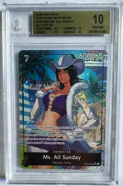 One Piece The Azure Sea’s Seven Ms. All Sunday OP14-084 Alt Art BGS 10 Pristine - Image 1