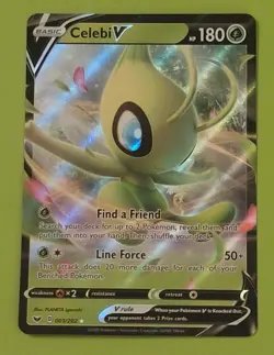 Celebi V 001/202 Sword & Shield Holo Full Art Pokemon TCG - Image 1