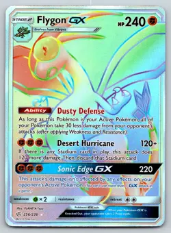 FLYGON GX 256/236 RAINBOW RARE COSMIC ECLIPSE POKEMON HOLO NM TSUJI - Image 1