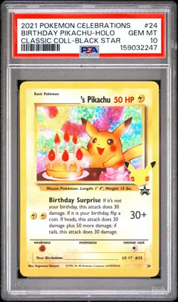 2021 POKEMON CELEBRATIONS CLASSIC COLLECTION #24 BIRTHDAY PIKACHU-HOLO PSA 10 - Image 1