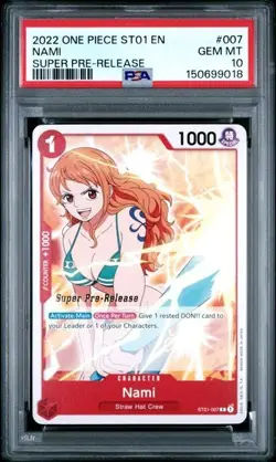 2022 ONE PIECE SUPER PRE RELEASE ST01-007 NAMI PSA 10 GEM MINT - Image 1