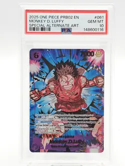 MONKEY D. LUFFY 2025 ONE PIECE PRB02 #061 SPEC ALT ART PSA 10 Q1980 - Image 1