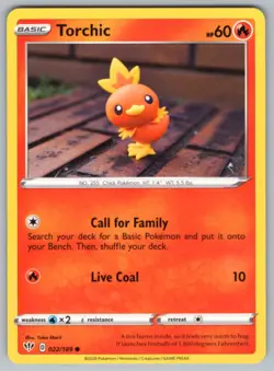 2020 Pokemon Sword & Shield Darkness Ablaze Torchic - Image 1