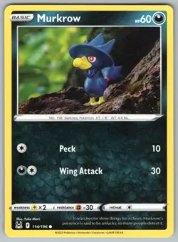 2022 Pokemon Sword & Shield Lost Origin Murkrow - Image 1