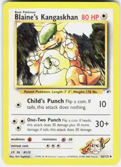 Blaine's Kangaskhan 36/132 Uncommon Gym Heroes Pokemon Unlimited LP - Image 1
