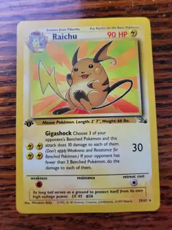 MP Pokemon Fossil 29/62 Raichu 1st Edition Non-Holo Rare - Image 1
