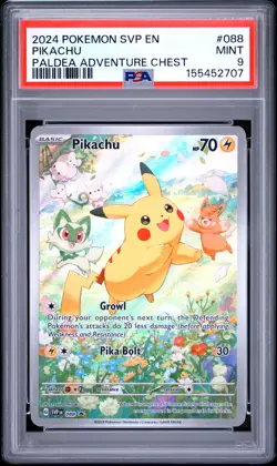 Pikachu Pokemon SVP Black Star Promo 088 Paldea Adventure Chest PSA 9 - Image 1