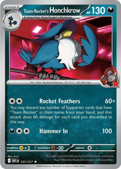 Team Rocket's Honchkrow | 127/217 | Holo Rare | Pokemon Ascended Heroes - Image 1