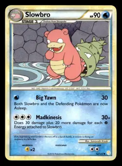 Slowbro 52/123 Uncommon HeartGold & SoulSilver Pokemon LP - Image 1