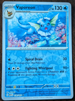 Pokemon TCG Card - Vaporeon Scarlet & Violet 151 Reverse Holo Rare 134/165 NM - Image 1