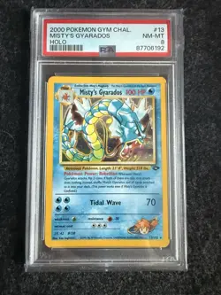 2000 Pokemon TCG Gym Heroes Misty’s Gyarados Holo Rare PSA 8 - Image 1