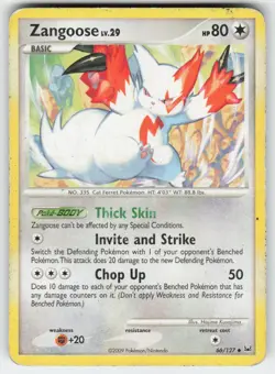 Zangoose 66/127 Uncommon Platinum Pokemon Heavily Played - Image 1