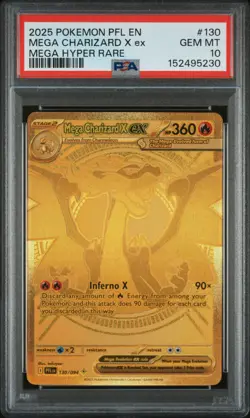 2025 POKEMON PFL EN-PHANTASMAL FLAMES MEGA HYPER RARE MEGA CHARIZARD X EX PSA 10 - Image 1