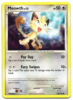 MEOWTH 106/146 - HP - LEGENDS AWAKENED 2009 ENGLISH 2009 POKEMON CARD - Image 2