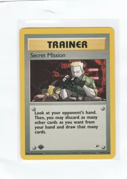 Secret Mission Trainer 1st edition Gym Heroes Pokemon card Vintage 2000 Wotc - Image 1