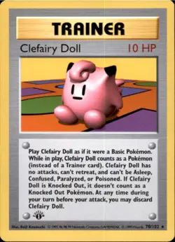 Clefairy Doll 70/102 Rare Base Set Shadowless Pokemon 1st Edition Near Mint - Image 1
