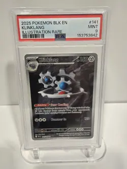 PSA 9 2025 POKEMON BLK EN-BLACK BOLT #141 KLINKLANG ILLUSTRATION RARE - Image 1