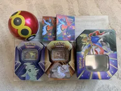 Pokemon Empty Tin Lot Poke Ball 2 Charizard Mini Binders & 6 Promo Cards - Image 1
