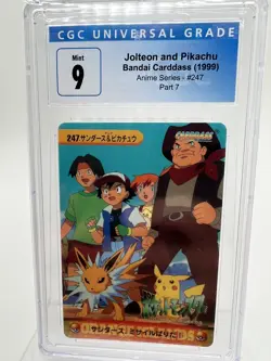 Jolteon ＆ Pikachu #247 Pt 7 Pokemon Carddass Anime 1999 Japan BANDAI CGC 9 Mint - Image 1