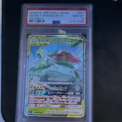 PSA 10 GEM MINT 2018 Pokemon SM9 Tag Bolt Celebi & Venusaur GX 001/095 JP - Image 1