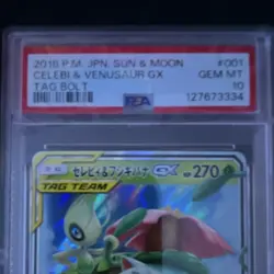 PSA 10 GEM MINT 2018 Pokemon SM9 Tag Bolt Celebi & Venusaur GX 001/095 JP - Image 3
