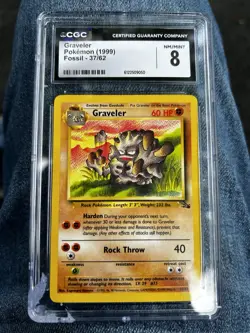 Pokemon TCG Graveler Fossil 1st Edition Card 37/62 CGC 8 Uncommon 1999 - Image 1