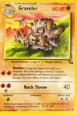 Pokemon TCG Graveler Fossil 1st Edition Card 37/62 CGC 8 Uncommon 1999 - Image 3