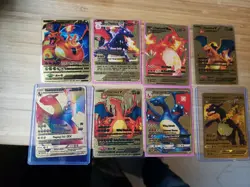 8 Pokemon Charizard Gold Foil Art Cards - Image 1