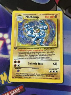 MACHAMP 1ST EDITION BASE SET HOLO POKEMON CARD 8/102 1999 Pics For Condition - Image 1