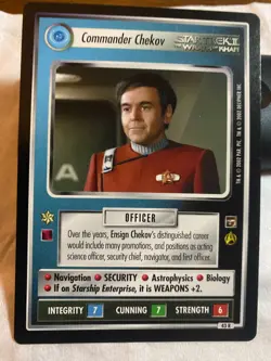 Star Trek CCG 1E TMP Set COMMANDER CHEKOV Rare Card - Image 1