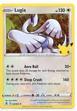 Pokemon Card LUGIA Rare Holo 022/025 Celebrations Anniversary NEW NM/M - Image 1
