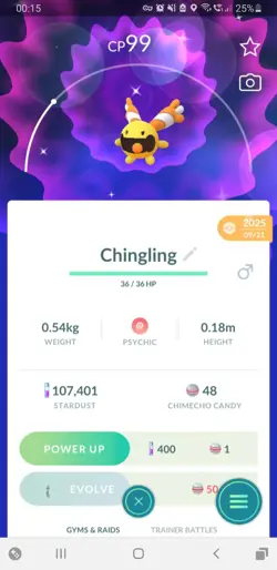 ✨Shiny Chingling (Schillernd Klingplim) Pokemon GO✨ Mini PTC 80k - Image 1